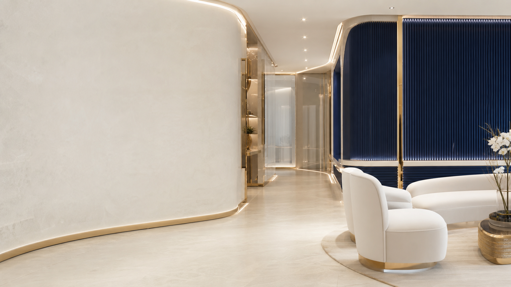 Interior sofisticado da TL Clinic